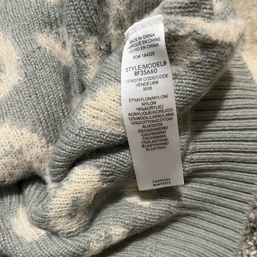 Splendid Mal Leopard Print Gray and Cream Crewneck Sweater - Picture 5 of 5